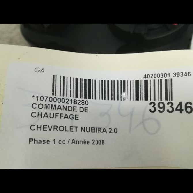Commande de chauffage occasion CHEVROLET NUBIRA Phase 1 01-2005->09-2009 2.0 TDCI 121ch 96449293 3