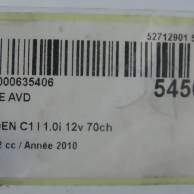 Porte avant droite occasion CITROEN C1 I Phase 2 11-2008->01-2012 1.0i 12v 70ch 1612539780 5