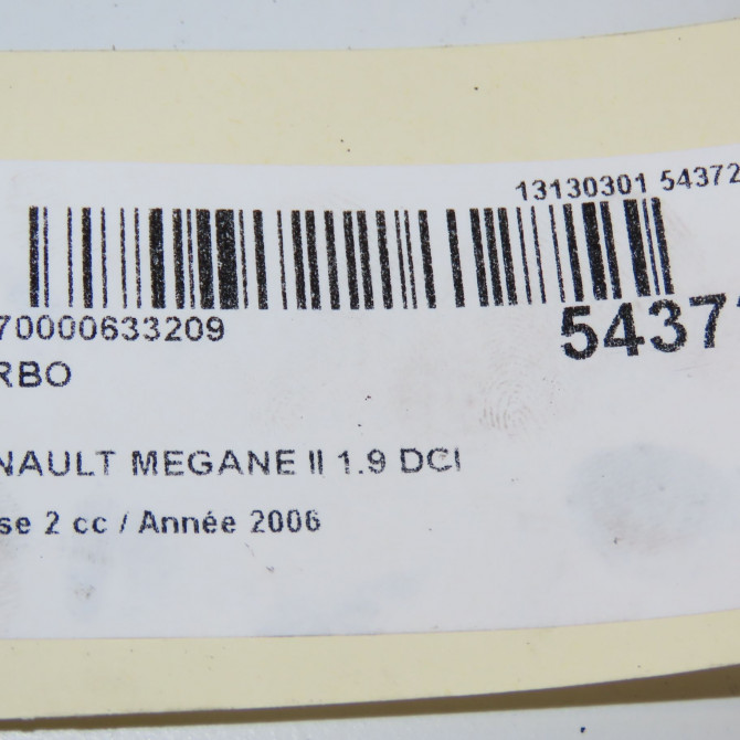 Turbo occasion RENAULT MEGANE II Phase 2 01-2006->06-2009 1.9 DCI 130ch 7711497573 7