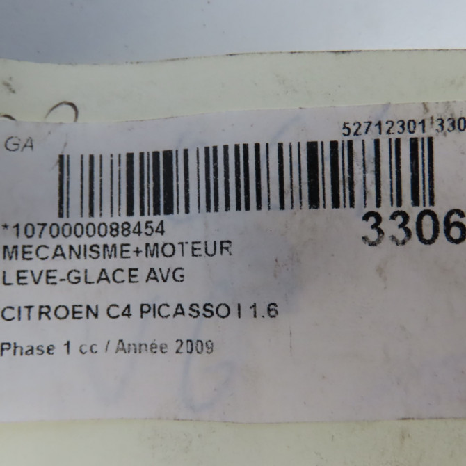 Mecanisme+moteur leve-glace avg occasion CITROEN C4 PICASSO I Phase 1 01-2007->10-2013 1.6 HDi 16v 110ch 9221CV 8