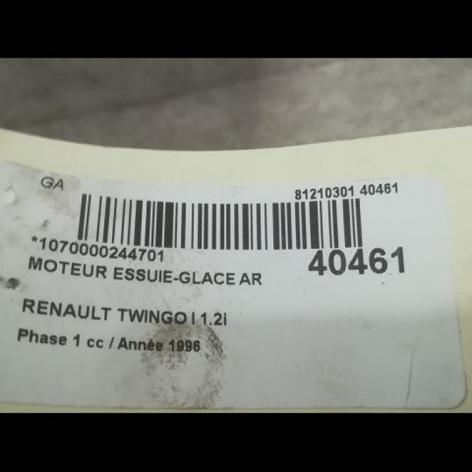Moteur essuie-glace arrière occasion RENAULT TWINGO I Phase 1 04-1993->08-1998 1.2i 55ch 7700832590 3