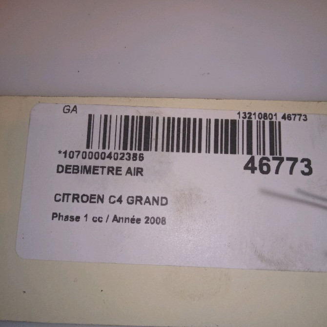 Debimetre air occasion CITROEN C4 GRAND PICASSO I Phase 1 10-2006->09-2013 2.0 HDI 138 ch 1920GN 6