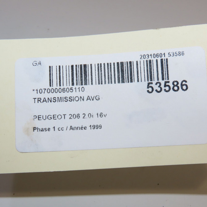 Transmission avant gauche occasion PEUGEOT 206 Phase 1 09-1998->03-2009 2.0i 16v 3272EZ 5