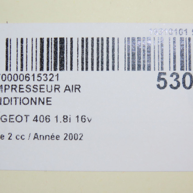 Compresseur air conditionne occasion PEUGEOT 406 Phase 2 04-1999->04-2004 1.8i 16v 6453CL 7