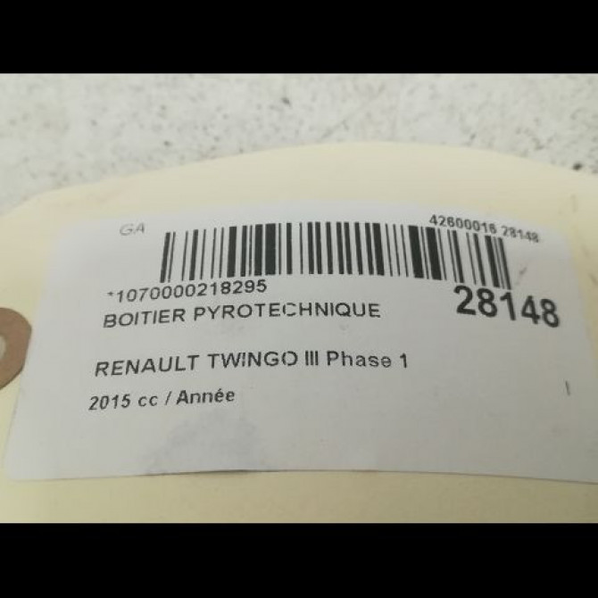 Boitier pyrotechnique occasion RENAULT TWINGO III Phase 1 06-2014->... 985101180R 3