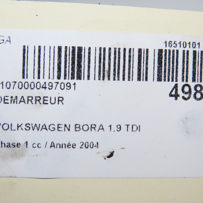Démarreur occasion VOLKSWAGEN BORA Phase 1 10-1998->12-2005 1.9 TDI 100ch 2A911024GX 7