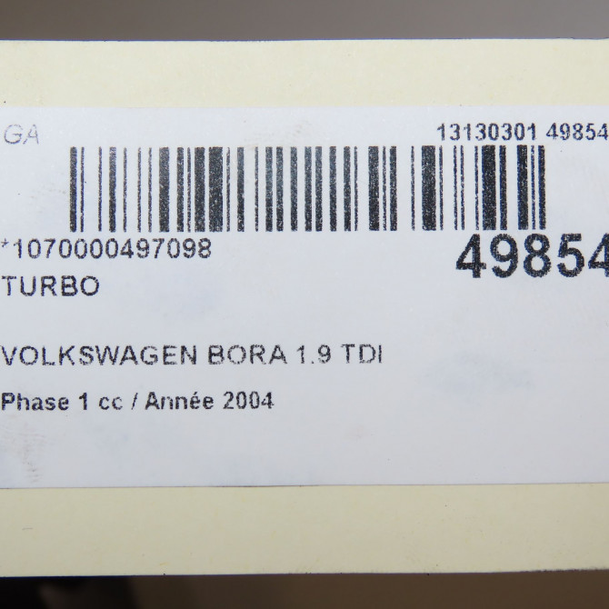 Turbo occasion VOLKSWAGEN BORA Phase 1 10-1998->12-2005 1.9 TDI 100ch 7