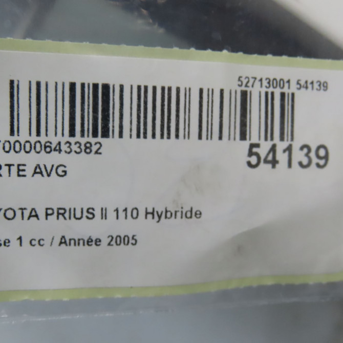 Porte avant gauche occasion TOYOTA PRIUS II Phase 1 03-2004->11-2009 110 Hybride 6700247040 4
