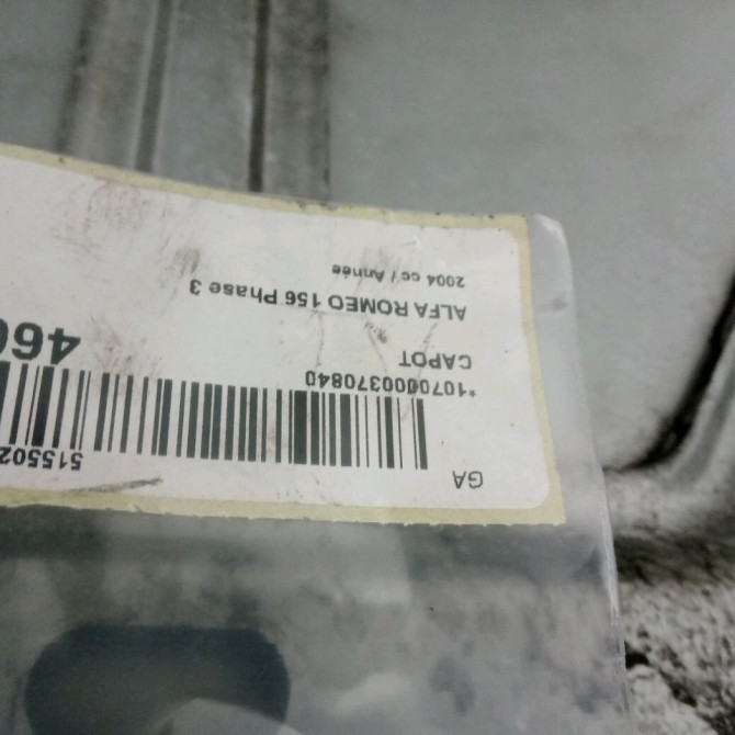 Capot occasion ALFA ROMEO 156 Phase 3 SW 07-2003->12-2005 60685925 3