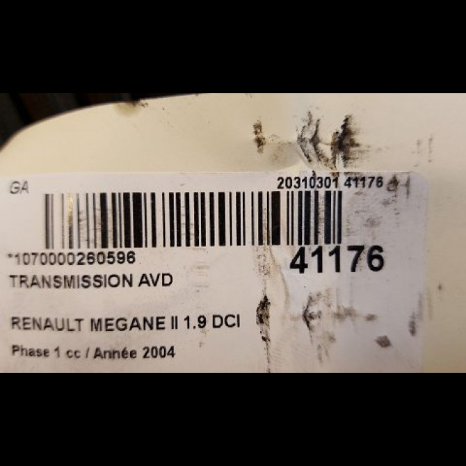 Transmission avant droite occasion RENAULT MEGANE II Phase 1 09-2003->12-2005 1.9 DCI 120ch 8200790517 5
