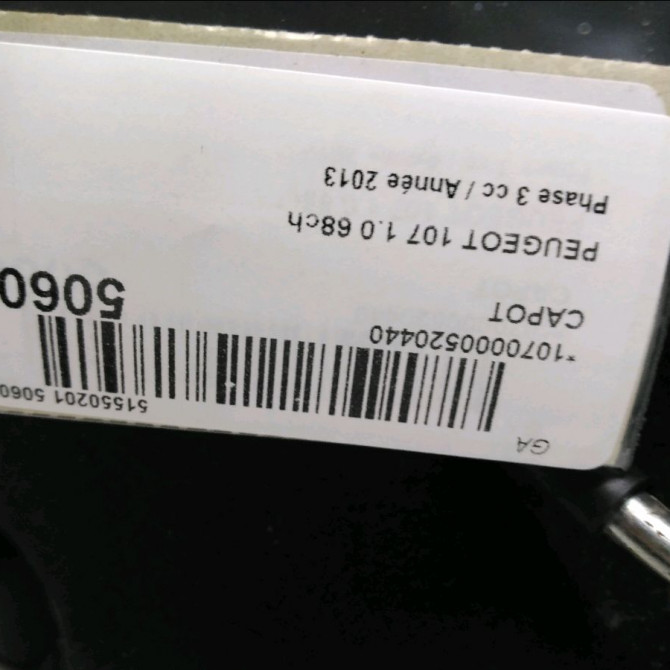Capot occasion PEUGEOT 107 Phase 3 01-2012->06-2014 1.0 68ch 1612542180 5