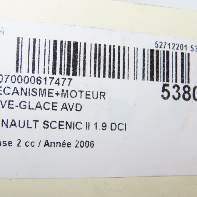 Mecanisme + moteur lève-glace avant droit occasion RENAULT SCENIC II Phase 2 09-2006->04-2009 1.9 DCI 125ch 8201010936 6