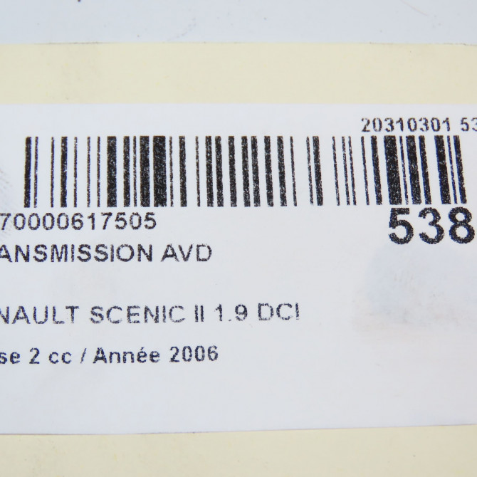 Transmission avant droite occasion RENAULT SCENIC II Phase 2 09-2006->04-2009 1.9 DCI 125ch 8200790517 5