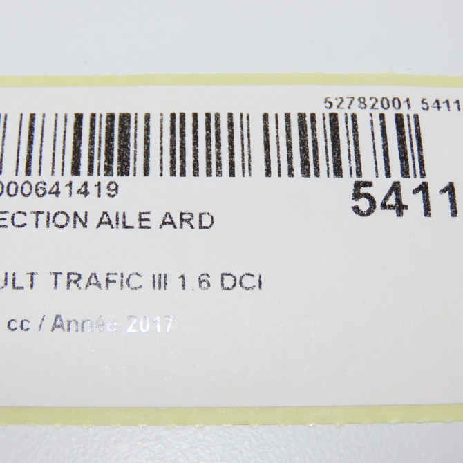 Protection aile ard occasion RENAULT TRAFIC III Phase 1 06-2014->... 1.6 DCI 120ch 6