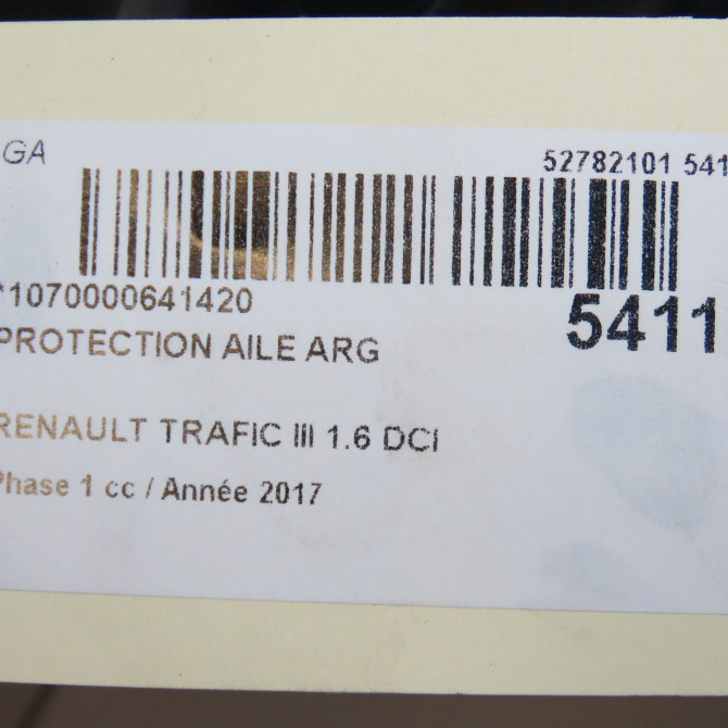 Protection aile arg occasion RENAULT TRAFIC III Phase 1 06-2014->... 1.6 DCI 120ch 7