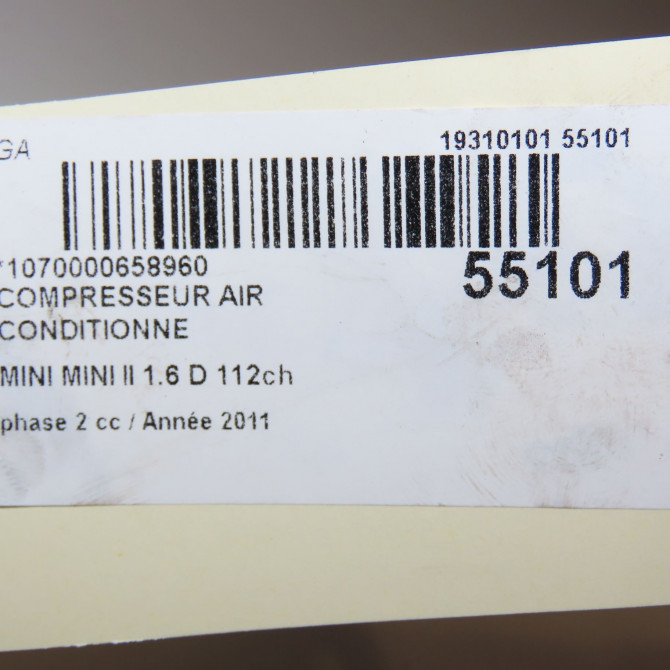 Compresseur air conditionne occasion MINI MINI II phase 2 08-2010->... 1.6 D 112ch 64529213175 8
