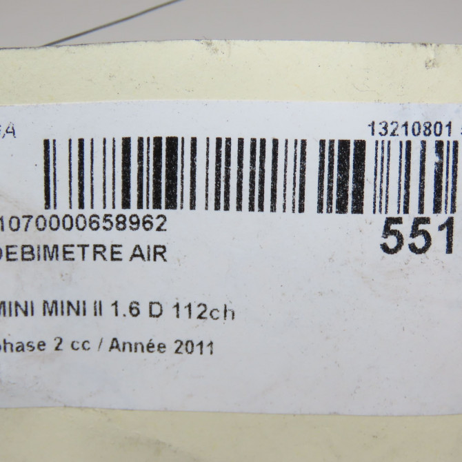 Debimetre air occasion MINI MINI II phase 2 08-2010->... 1.6 D 112ch 5