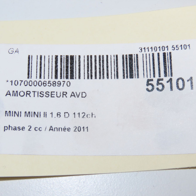 Amortisseur avant droit occasion MINI MINI II phase 2 08-2010->... 1.6 D 112ch 31316782210 4