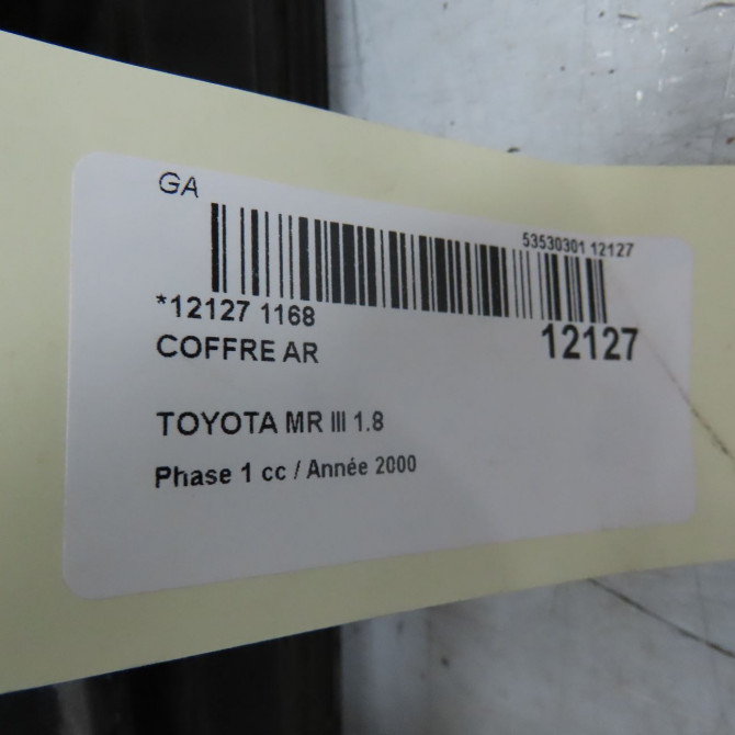 Coffre arrière occasion TOYOTA MR III Phase 1 05-2000->09-2002 1.8 6