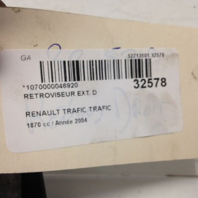 Retroviseur exterieur electrique droit occasion RENAULT TRAFIC II Phase 1 10-2001->08-2006 1.9 DCI 82ch 7701473247 5