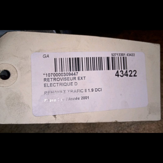 Retroviseur exterieur electrique droit occasion RENAULT TRAFIC II Phase 1 10-2001->08-2006 1.9 DCI 100ch 7701473247 4