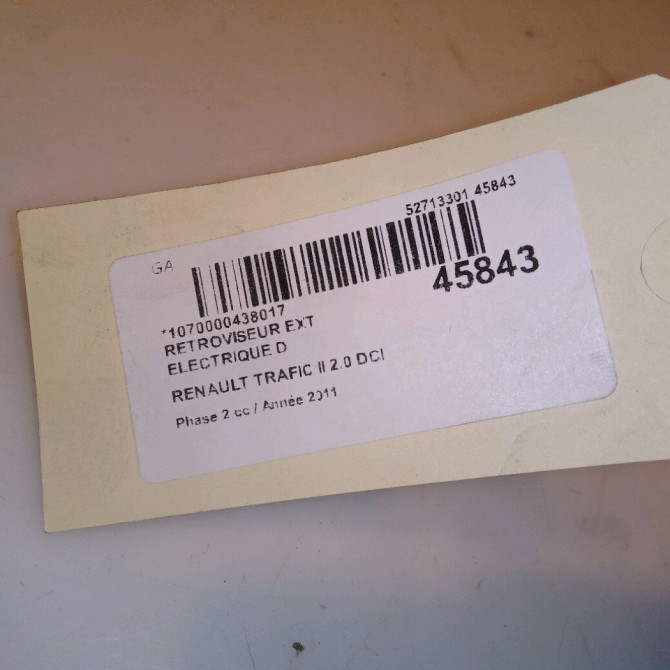 Retroviseur exterieur electrique droit occasion RENAULT TRAFIC II Phase 2 08-2006->... 2.0 DCI 115ch 7701473247 4
