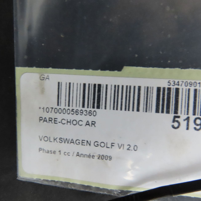 Pare-choc arrière occasion VOLKSWAGEN GOLF VI Phase 1 10-2008->04-2013 2.0 TDI 140ch 5K6807421GRU 6