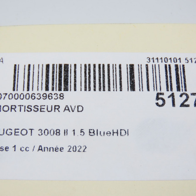 Amortisseur avant droit occasion PEUGEOT 3008 II Phase 1 04-1995->04-1999 1.5 BlueHDI 130ch 9819718680 4