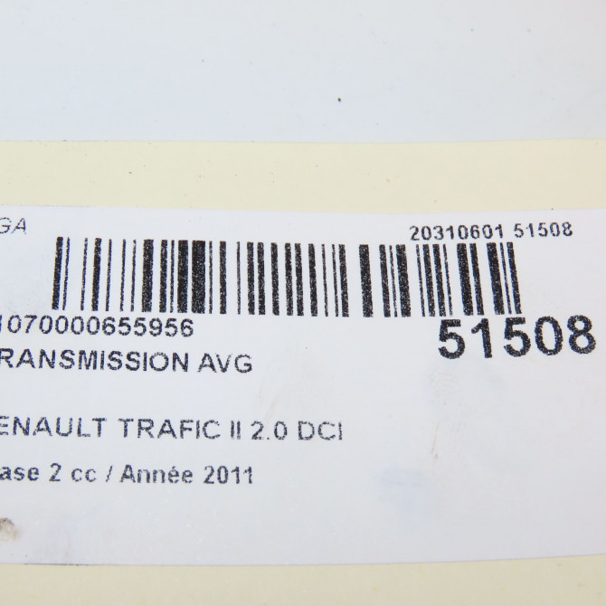 Transmission avant gauche occasion RENAULT TRAFIC II Phase 2 08-2006->... 2.0 DCI 90ch 391016100R 5
