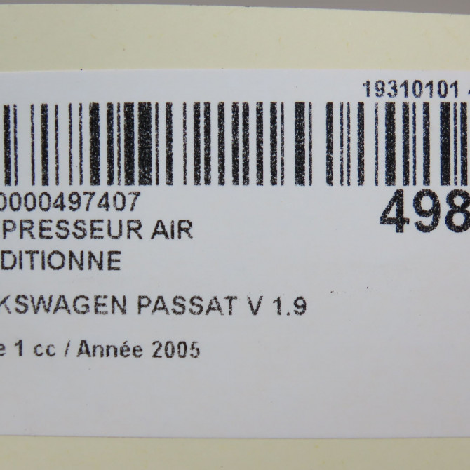 Compresseur air conditionne occasion VOLKSWAGEN PASSAT V Phase 1 03-2005->10-2010 1.9 TDI 105ch 1K0820808F 7