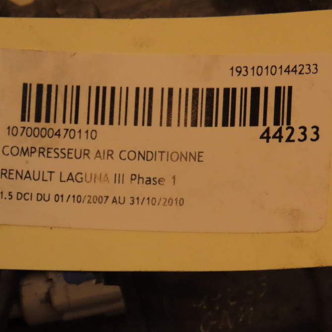 Compresseur air conditionne occasion RENAULT LAGUNA III Phase 1 10-2007->10-2010 1.5 DCI 8200898810 3