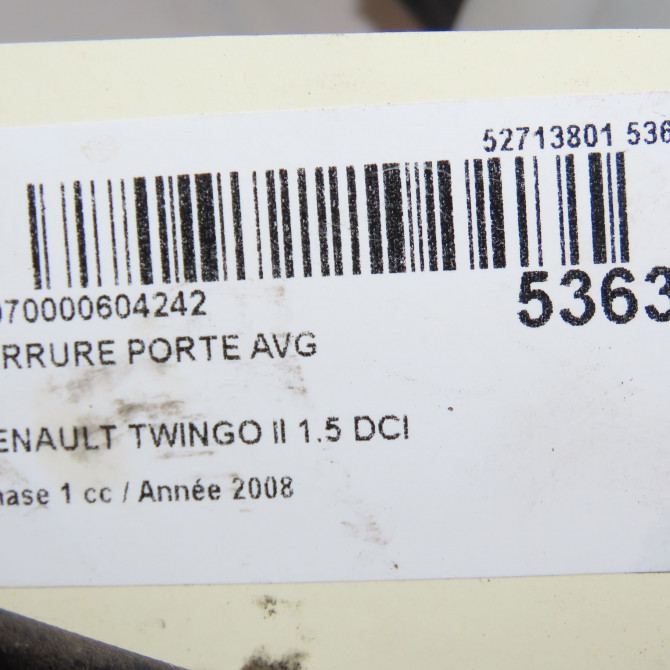 Serrure porte avg occasion RENAULT TWINGO II Phase 1 06-2007->11-2011 1.5 DCI 65ch 8200384978 6