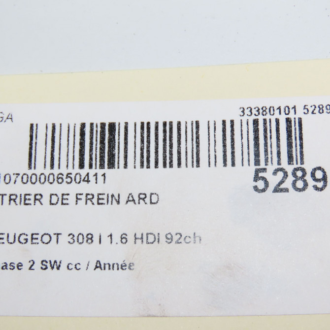 Etrier de frein arrière droit occasion PEUGEOT 308 I Phase 1 04-1995->04-1999 1.6 HDI 92ch 4401P5 7