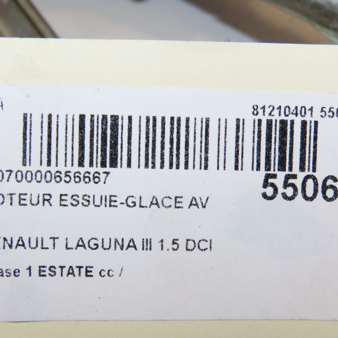 Moteur essuie-glace avant occasion RENAULT LAGUNA III Phase 1 ESTATE 10-2007->10-2010 1.5 DCI 110ch 288003799R 7