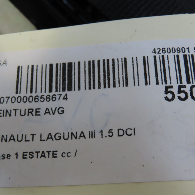 Ceinture avant gauche occasion RENAULT LAGUNA III Phase 1 ESTATE 10-2007->10-2010 1.5 DCI 110ch 868846138R 7