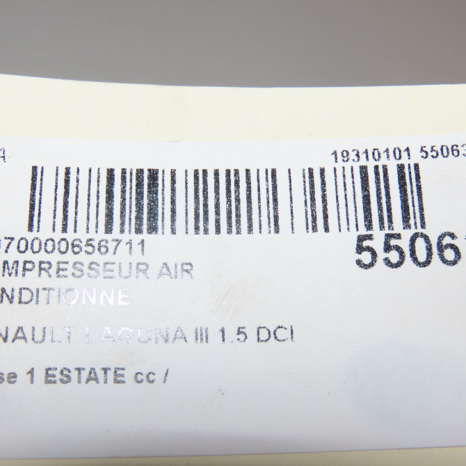 Compresseur air conditionne occasion RENAULT LAGUNA III Phase 1 ESTATE 10-2007->10-2010 1.5 DCI 110ch 8200898810 8