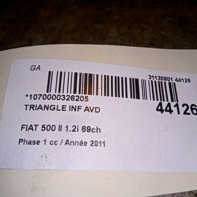 Triangle inf avd occasion FIAT 500 II 500 II Phase 1 2007-07-01->2016-03-31 1.2i 69ch 51857022 2