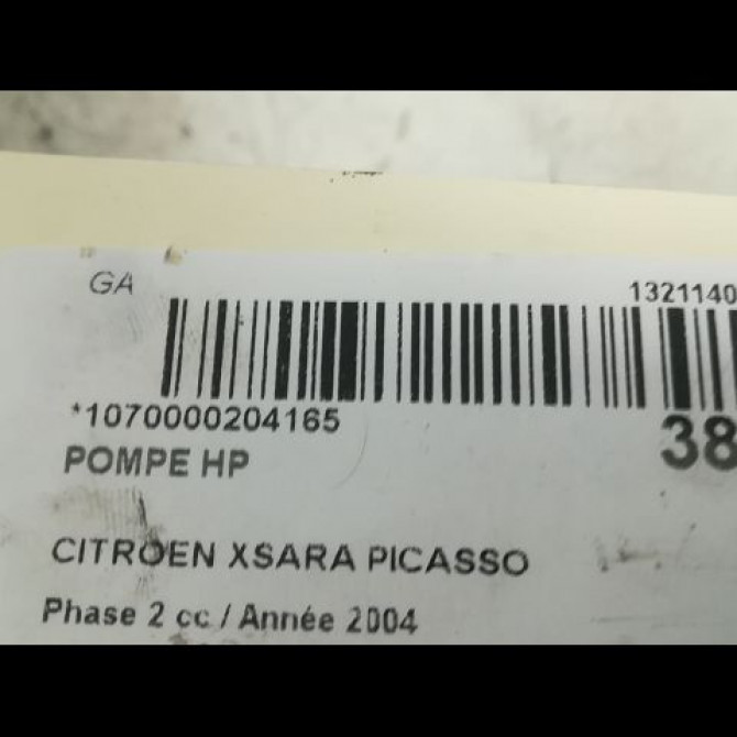 Pompe hp occasion CITROEN XSARA PICASSO Phase 2 02-2004->12-2010 1.6 HDI 110ch 1920FZ 4