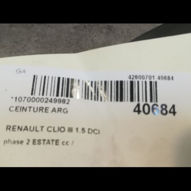 Ceinture arrière gauche occasion RENAULT CLIO III phase 2 ESTATE 03-2009->12-2014 1.5 DCI 75ch 8200838249 4