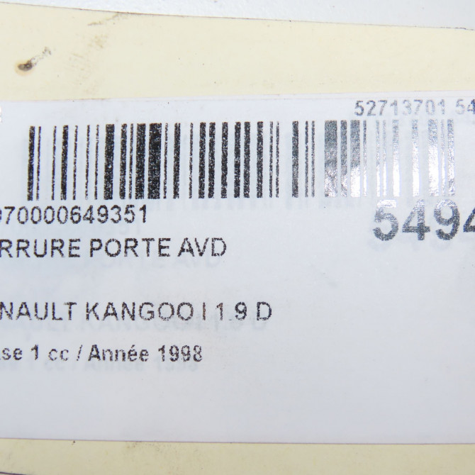 Serrure porte avd occasion RENAULT KANGOO I Phase 1 09-1997->06-2003 1.9 D 65ch 7701044464 5