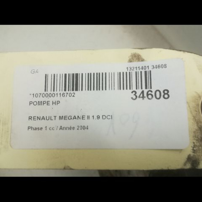Pompe hp occasion RENAULT MEGANE II Phase 1 09-2003->12-2005 1.9 DCI 120ch 4