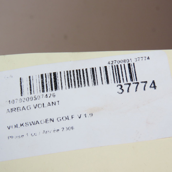 Airbag volant occasion VOLKSWAGEN GOLF V Phase 1 11-2003->10-2008 1.9 TDI 105ch 4