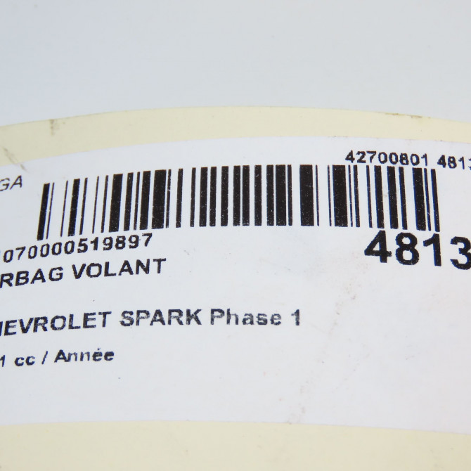 Airbag volant occasion CHEVROLET SPARK Phase 1 01-2010->09-2012 6