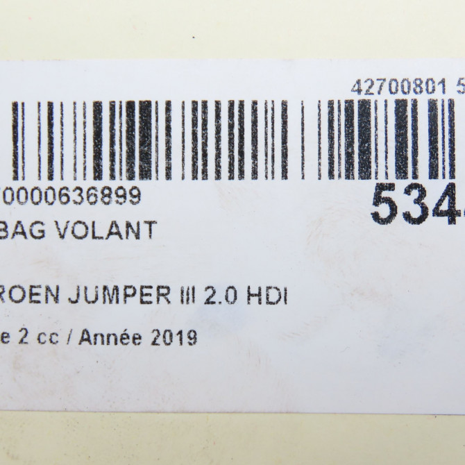 Airbag volant occasion CITROEN JUMPER III Phase 2 06-2014->... 2.0 HDI 130ch 1671044080 7