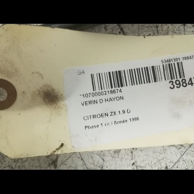 Verin droit hayon occasion CITROEN ZX Phase 1 05-1992->06-1994 1.9 D 873194 2
