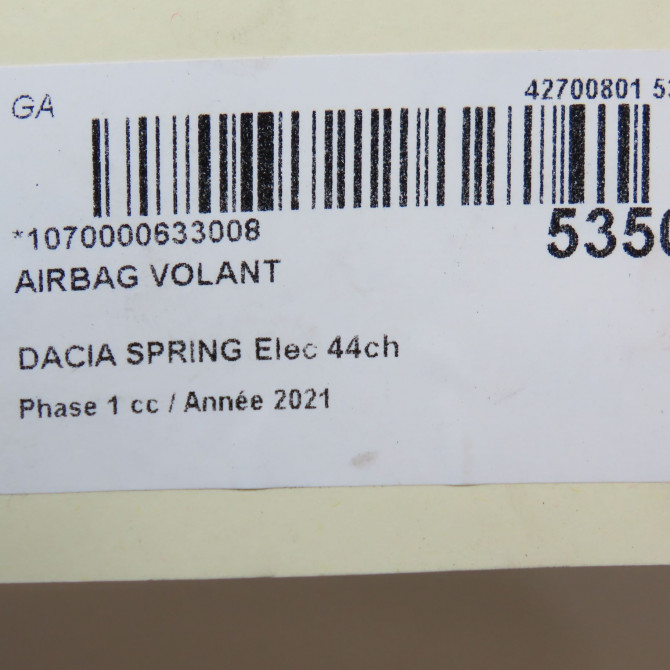 Airbag volant occasion  985103454R 3