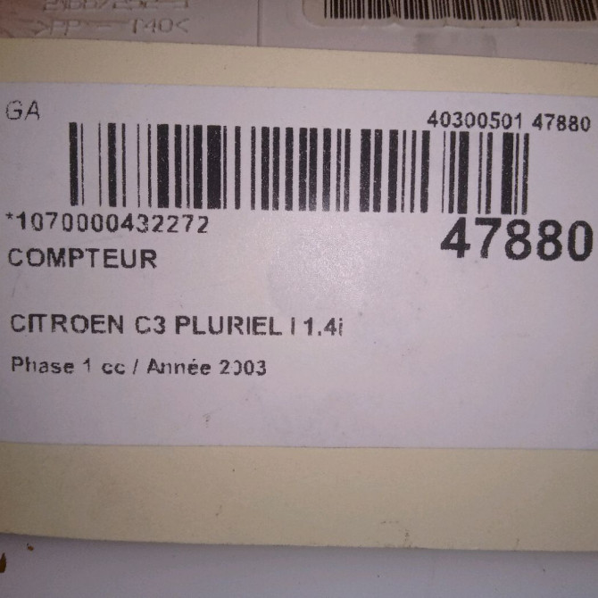 Compteur occasion CITROEN C3 PLURIEL I Phase 1 04-2003->09-2008 1.4i 6105EV 5