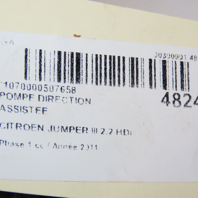 Pompe direction assistee occasion CITROEN JUMPER III Phase 1 06-2006->... 2.2 HDi 100ch 4007KK 4