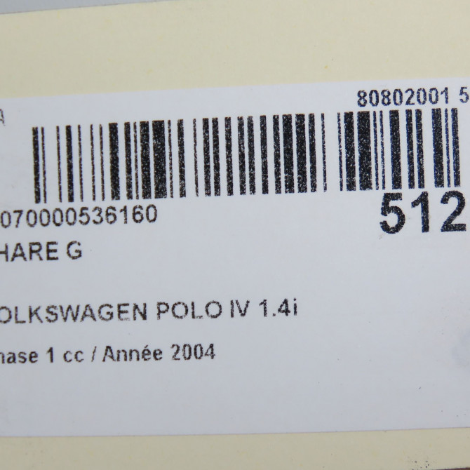 Phare gauche occasion VOLKSWAGEN POLO IV Phase 1 01-2002->05-2005 1.4i 75ch 6Q1941007AF 6