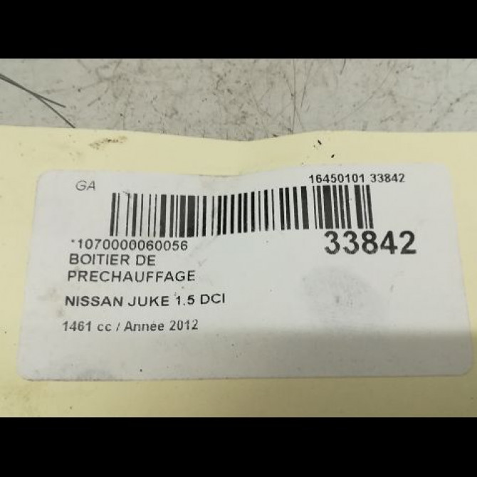 Boitier de préchauffage occasion NISSAN JUKE Phase 1 09-2010->... 1.5 DCI 110ch 1106700Q0H 5